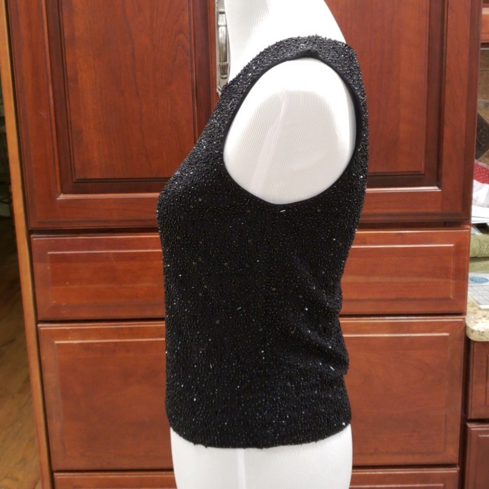 Ladies sleeveless Ann Taylor black beaded top - Picture 5 of 5